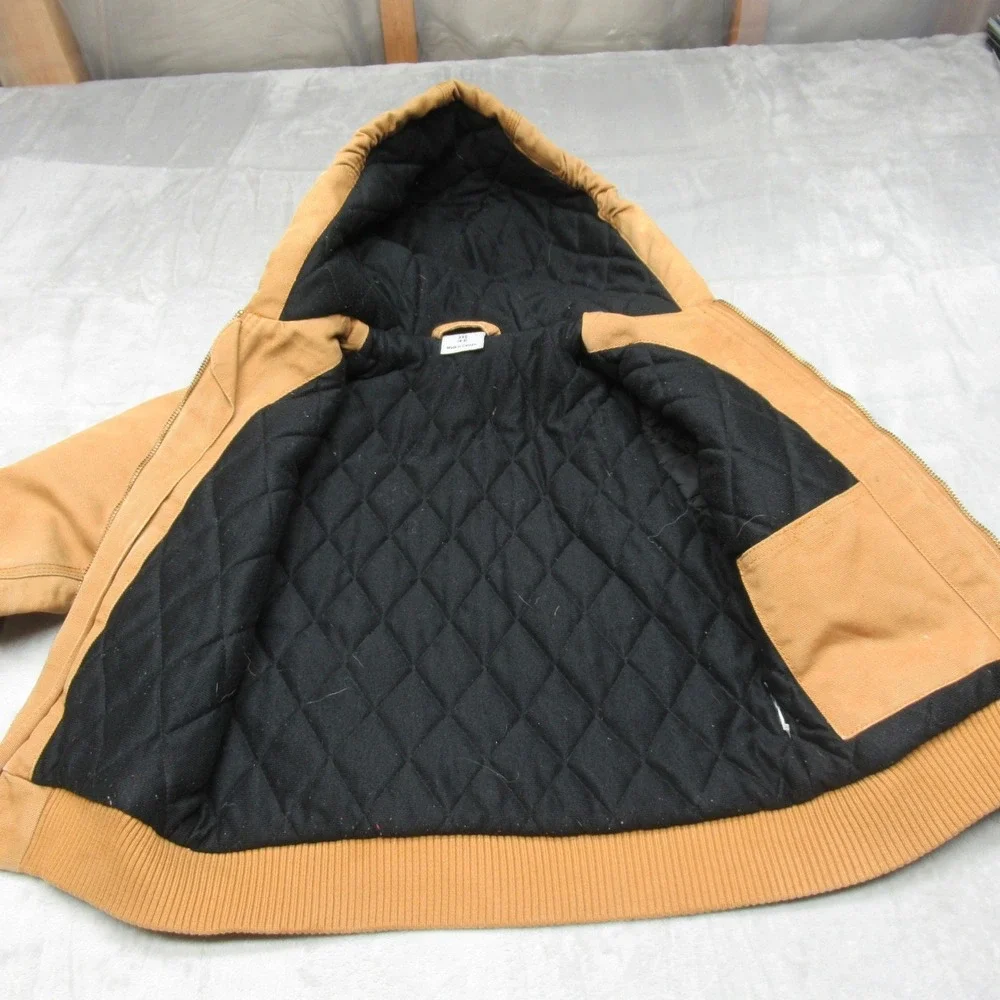 Carhartt Jacket Kids XXS Brown Canvas Hood Insulated Outdoor‎ Winter WARM Canvas